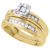 Diamond Trio Set Matching Engagement Ring Wedding Band Ladies Yellow Gold .33 Ct