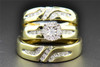 Diamond Trio Set 10K Yellow Gold Round Cut Engagement Ring Wedding Band 0.36 Tcw