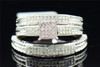 Mens Ladies 10K White Gold Diamond Engagement Ring Trio Set Wedding Band .25 ct.