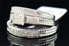 Mens Ladies 10K White Gold Diamond Engagement Ring Trio Set Wedding Band .25 ct.