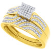 Diamond Trio Set Matching Engagement Ring Wedding Band 10K Yellow Gold 0.40 Ct