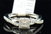 Princess Solitaire Diamond Engagement Ring 14K White Gold Round Cut Halo 1/2 Ct