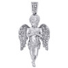 .925 Sterling Silver Genuine Diamond Mini Angel Pendant Pave 1.35" Charm 1/4 CT.