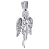 .925 Sterling Silver Genuine Diamond Mini Angel Pendant Pave 1.35" Charm 1/4 CT.