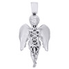 .925 Sterling Silver Genuine Diamond Mini Angel Pendant Pave 1.35" Charm 1/4 CT.