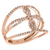 10K Rose Gold Diamond Braided Cross Ladies Right Hand Open Cocktail Ring 0.25 Ct