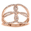 10K Rose Gold Diamond Braided Cross Ladies Right Hand Open Cocktail Ring 0.25 Ct