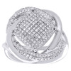 .925 Sterling Silver Diamond Bypass Ring Ladies Intertwined Cocktail Band 1/2 CT