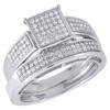 Diamond Trio Set 10K White Gold Ladies Engagement Ring Mens Wedding Band .60 Ct