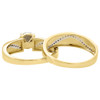 10K Yellow Gold Diamond Trio Set Matching Wave Engagement Ring & Band 0.33 Ct.