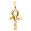 10K Yellow Gold Diamond Egyptian Ankh Cross Prong Set Pendant 1.4" Charm 0.90 CT