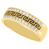 14K Yellow Gold Mens Diamond Engagement Band Black Greek Key Ring 0.50 Ct.