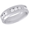 10K White Gold Mens Channel Set Diamond Wedding Band Sectioned Ring 0.99 Ct.