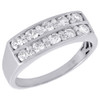 10K White Gold Diamond Mens Wedding Band Shared Prong Engagement Ring 1.01 Ct.