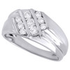 10K White Gold Mens Three Row Diamond Wedding Band Channel Set Ring 0.63 Ct.