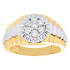 14K Two Tone Gold Real Diamond Cluster Step Shank Ring Fluted Bezel Band 1/2 CT.