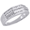 Diamond Wedding Band 10K White Gold Round 3 Row Men's Engagement Ring 0.25 Ct.