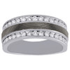 14K White Gold Diamond Wedding Band Distressed Channel Set Engagement Ring 1 ct.