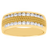 14K Yellow Gold Diamond Mens Wedding Band Beehive Inlay Engagement Ring 0.50 CT.