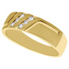 14K Yellow Gold Diamond Wedding Band Brushed Finish Engagement Ring 0.17 Ct.