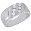14K White Gold Mens Diamond Grooved Wedding Band Brushed Finish Ring 0.50 Ct.