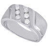 14K White Gold Mens Diamond Grooved Wedding Band Brushed Finish Ring 0.50 Ct.