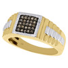 10K Two Tone Gold Brown Diamond Wedding Band Mens Square Pinky Ring 0.25 Ct.