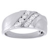 Diamond Wedding Band 10K White Gold Mens Round Cut Ring 2 Diagonal Rows 0.50 Ct.