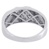 Diamond Wedding Band 10K White Gold Mens Round Cut Ring 2 Diagonal Rows 0.50 Ct.