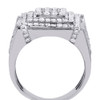 10K White Gold Real Diamond Square Tier Statement Pinky Ring Wedding Band 3 CT.