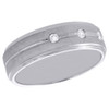 14K White Gold Mens Diamond Wedding Band 3 Stone Brushed Finish Ring 0.13 CT.