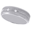 14K White Gold Mens Diamond Wedding Band 3 Stone Brushed Finish Ring 0.13 CT.