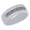 14K White Gold Mens Diamond Wedding Band Black Greek Key Engagement Ring 1 Ct.