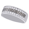14K White Gold Diamond Mens Wedding Band Black Greek Key Engagement Ring 0.75 CT