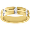 10K Yellow Gold Mens 3 Stone Diamond Wedding Band Brushed Grooved Ring 0.24 Ct.
