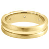 10K Yellow Gold Mens 3 Stone Diamond Wedding Band Brushed Grooved Ring 0.24 Ct.
