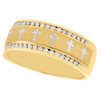 14K Yellow Gold Diamond Mens Wedding Band w/ Budded Cross Engagement Ring 1/4 CT