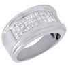 Diamond Wedding Band Mens 14K White Gold Princess Cut Invisible Set Ring 2.00 Ct