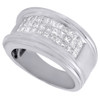 Diamond Wedding Band Mens 14K White Gold Princess Cut Invisible Set Ring 2.00 Ct