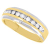 10K Two Tone Yellow Gold Mens Diamond Wedding Band Beveled Edge Ring 0.25 Ct.