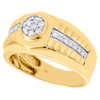 10K Yellow Gold Real Diamond Step Shank Pinky Ring Statement Wedding Band 1/2 CT