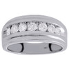 10K White Gold Channel Set Diamond Mens Wedding Band Engagement Ring 0.88 CT.