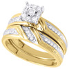 Diamond Trio Set 10k Yellow Gold Engagement Ring Matching Wedding Band 0.34 Ct