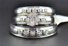 Diamond Trio Set Engagement Ring Wedding Band Round Cut 10K White Gold 0.28 Ct