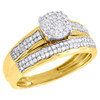 Diamond Trio Set His & Her Matching Engagement Wedding Ring Yellow Gold 1/2 Ct
