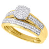 Diamond Trio Set His & Her Matching Engagement Wedding Ring Yellow Gold 1/2 Ct
