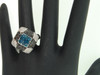 Black & Blue Diamond Cocktail Ring 10K White Gold Fashion Right Hand Band .95 Ct