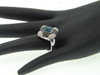 Black & Blue Diamond Cocktail Ring 10K White Gold Fashion Right Hand Band .95 Ct
