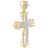 10K Yellow Gold Round Diamond Fancy Cross Pendant 2.90" Mens Pave Charm 1.14 Ct.