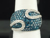 Blue Diamond Fashion Cocktail Band White Gold Right Hand Designer Ring 2 Ct.